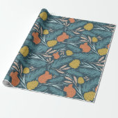Cute Kerstmis Patroon Squirrel Pine Cone Cadeaupapier (Uitgerold)