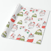 Cute Kerstmis Pattern Cadeaupapier (Uitgerold)