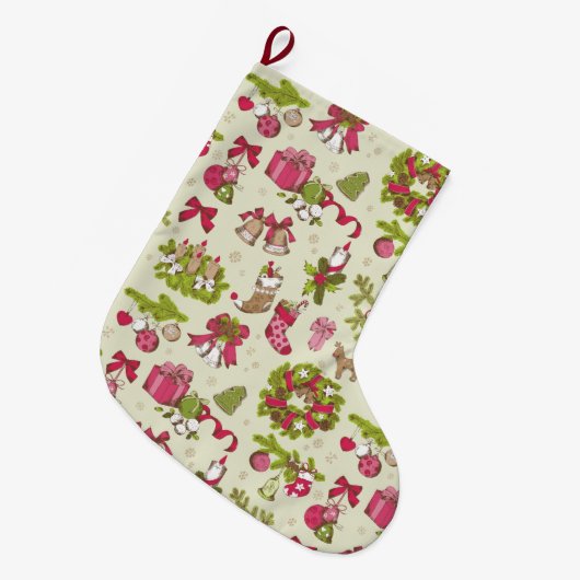 Cute Kerstmis Pattern Grote Kerstsok (Voorkant (Hangend))