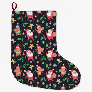 Cute Kerstmis Pattern Grote Kerstsok