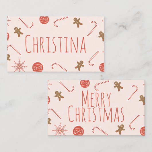 Cute Kerstmis Pattern Plaatskaartje (Voorkant / Achterkant)