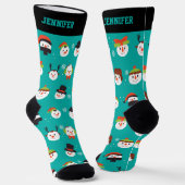 Cute Kerstmis Pattern Winter Snowman Cartoon Sokken (Gebogen)