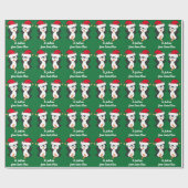 Cute Kerstmis Penguin Custom Kinder Green Holiday Cadeaupapier (Vlak)