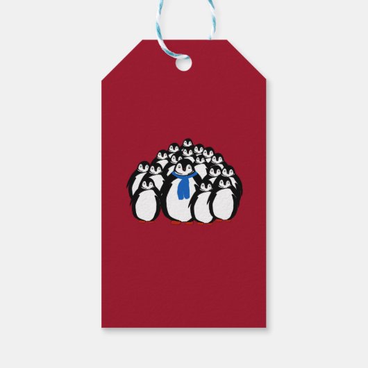 Cute Kerstmis Penguin Family Monogram Gift Label Cadeaulabel (Achterkant)