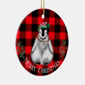 Cute Kerstmis Penguin, feestelijk Arctic Animal Ce Keramisch Ornament (Rechts)