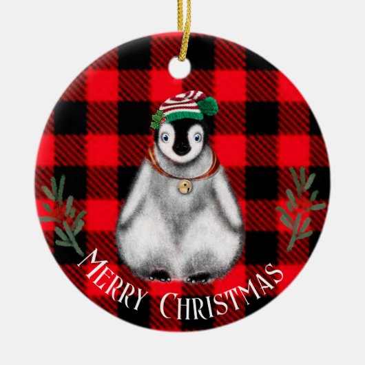 Cute Kerstmis Penguin, feestelijk Arctic Animal Ce Keramisch Ornament (Voorkant)