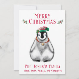 Cute Kerstmis Penguin, feestelijk Arctic Animal Feestdagenkaart