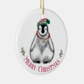 Cute Kerstmis Penguin, feestelijk Arctic Animal Keramisch Ornament (Rechts)