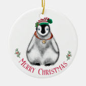 Cute Kerstmis Penguin, feestelijk Arctic Animal Keramisch Ornament (Voorkant)