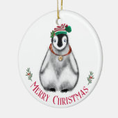 Cute Kerstmis Penguin, feestelijk Arctic Animal Keramisch Ornament (Links)