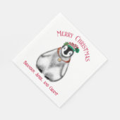 Cute Kerstmis Penguin, feestelijk Arctic Animal Servet (Hoek)