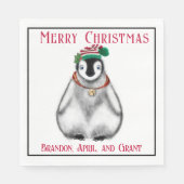 Cute Kerstmis Penguin, feestelijk Arctic Animal Servet (Voorkant)