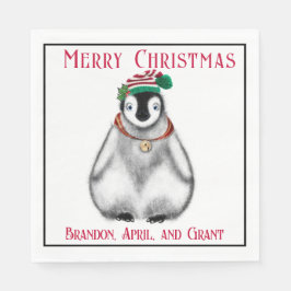 Cute Kerstmis Penguin, feestelijk Arctic Animal Servet