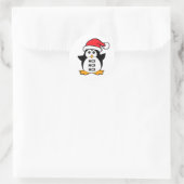 Cute Kerstmis Penguin Ho Ho Ho Ronde Sticker (Tas)