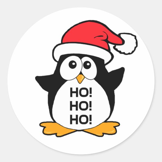 Cute Kerstmis Penguin Ho Ho Ho Ronde Sticker (Voorkant)
