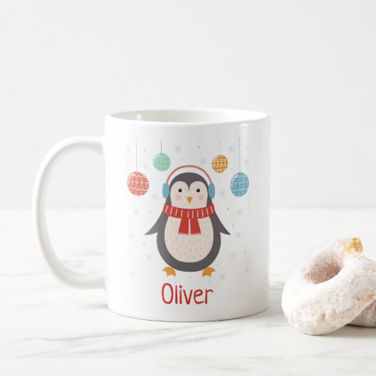 Cute Kerstmis Penguin Persoonlijke kerstMok Koffiemok (Met donut)