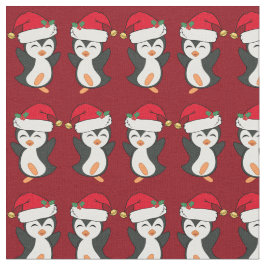 Cute Kerstmis Penguin Red Holiday Stof