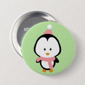 Cute Kerstmis Penguin Round Button (Voorkant /achterkant)