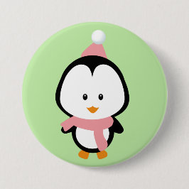 Cute Kerstmis Penguin Round Button