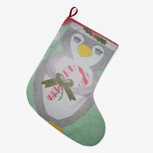 Cute Kerstmis Penguin Stocking Grote Kerstsok (Voorkant (Hangend))
