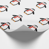 Cute Kerstmis Penguin Xmas Holiday Red Scarf Cadeaupapier (Hoek)
