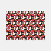 Cute Kerstmis Penguins Pattern Red Fleece Deken (Voorkant (Horizontaal))