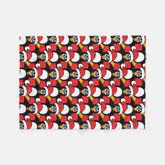Cute Kerstmis Penguins Pattern Red Fleece Deken (Voorkant (Horizontaal))