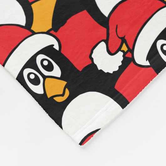 Cute Kerstmis Penguins Pattern Red Fleece Deken (Hoek)