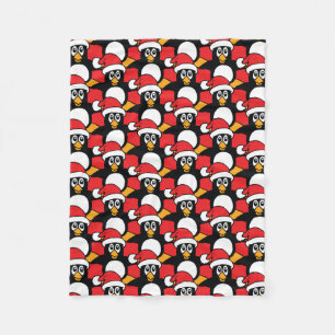 Cute Kerstmis Penguins Pattern Red Fleece Deken