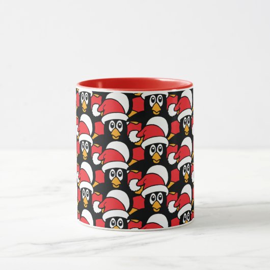 Cute Kerstmis Penguins Pattern Red Mok (Midden)