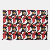 Cute Kerstmis Penguins Pattern Red Theedoek (Horizontaal)