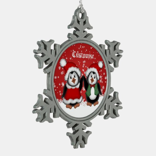 Cute Kerstmis Penguins Snowflake Ornament (Links)