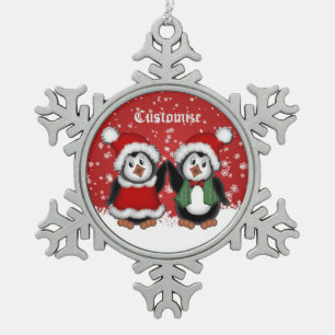 Cute Kerstmis Penguins Snowflake Ornament