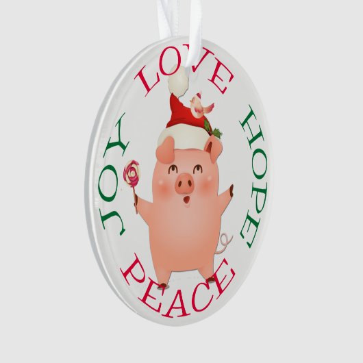 Cute Kerstmis Pig Hope Peace Ornament (voorkant)