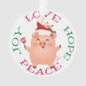 Cute Kerstmis Pig Hope Peace Ornament (voorkant)