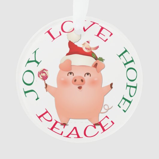 Cute Kerstmis Pig Hope Peace Ornament (voorkant)