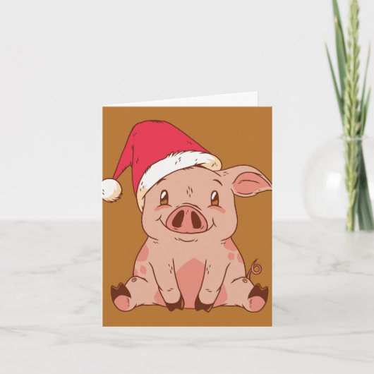 Cute Kerstmis Pig Kaart (Voorkant)