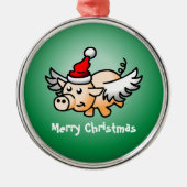 Cute Kerstmis Pig Metalen Ornament (Voorkant)