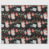 Cute Kerstmis Pig Pattern Cadeaupapier (Vlak)