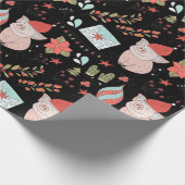 Cute Kerstmis Pig Pattern Cadeaupapier (Hoek)