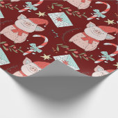 Cute Kerstmis Pig Pattern Cadeaupapier (Hoek)