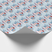 Cute Kerstmis-pik op Noordpool Cadeaupapier (Hoek)