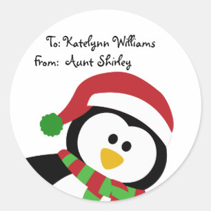 Cute Kerstmis Pinguin Persoonlijke cadeautjes Labe Ronde Sticker