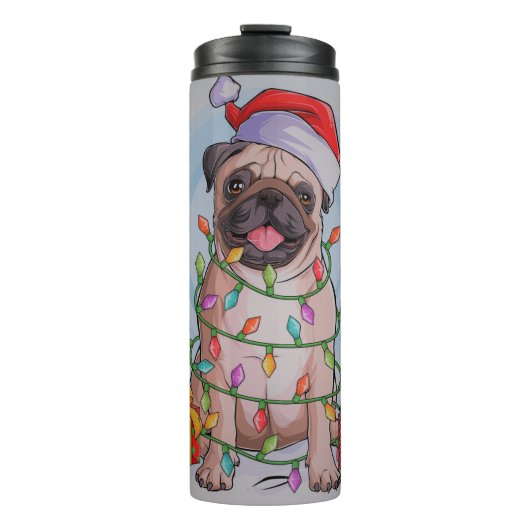 Cute Kerstmis Pug Dog Thermosbeker (Voorkant)