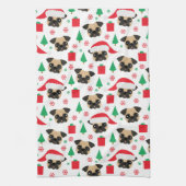 Cute Kerstmis Pug Kitchen Towel Theedoek (Verticaal)