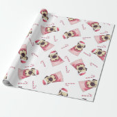 Cute Kerstmis Pug Pattern Cadeaupapier (Uitgerold)