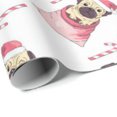 Cute Kerstmis Pug Pattern Cadeaupapier (Rol Hoek)