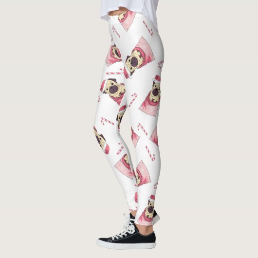 Cute Kerstmis Pug Pattern Leggings (Links)