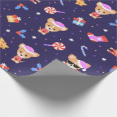 Cute Kerstmis Pup Cadeaupapier (Hoek)