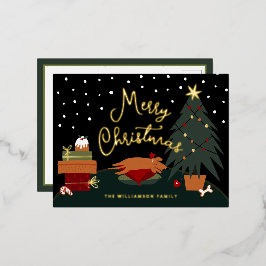 Cute Kerstmis Pup Folie Feestdagen Briefkaart